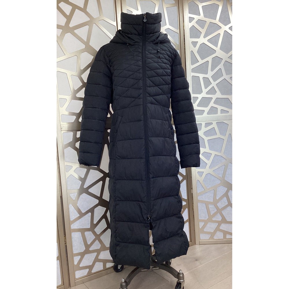 BERNARDO Quilted CALF Long Coat JACKET EcoPlume Fill HOODED ZIPPER  L Puffer - Picture 3 of 10